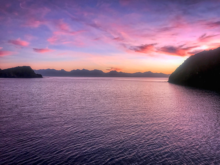 View of water and mountains