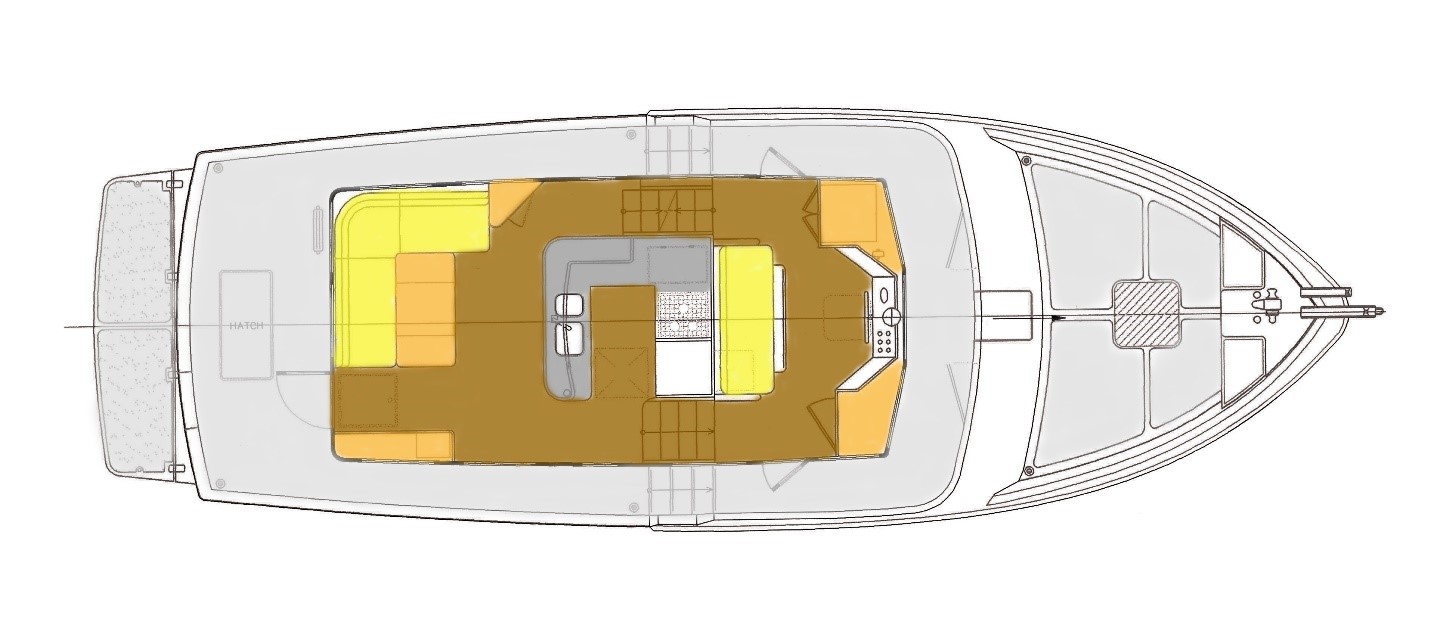 LAYOUT - Main Deck – Saloon, Galley, Pilothouse