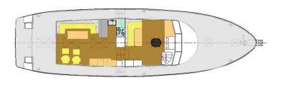 Layout - Main Deck – Saloon, Galley, and Raised Pilothouse